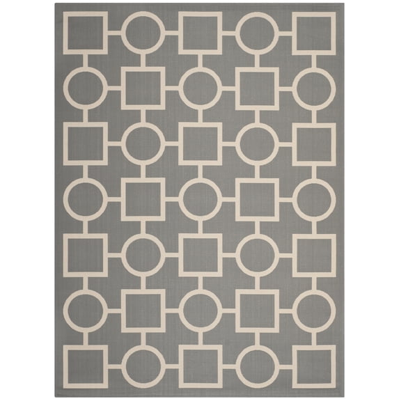 Safavieh Courtyard Archimedes Geometric Indoor/Outdoor Area Rug, Anthracite/Beige, 8' x 11'