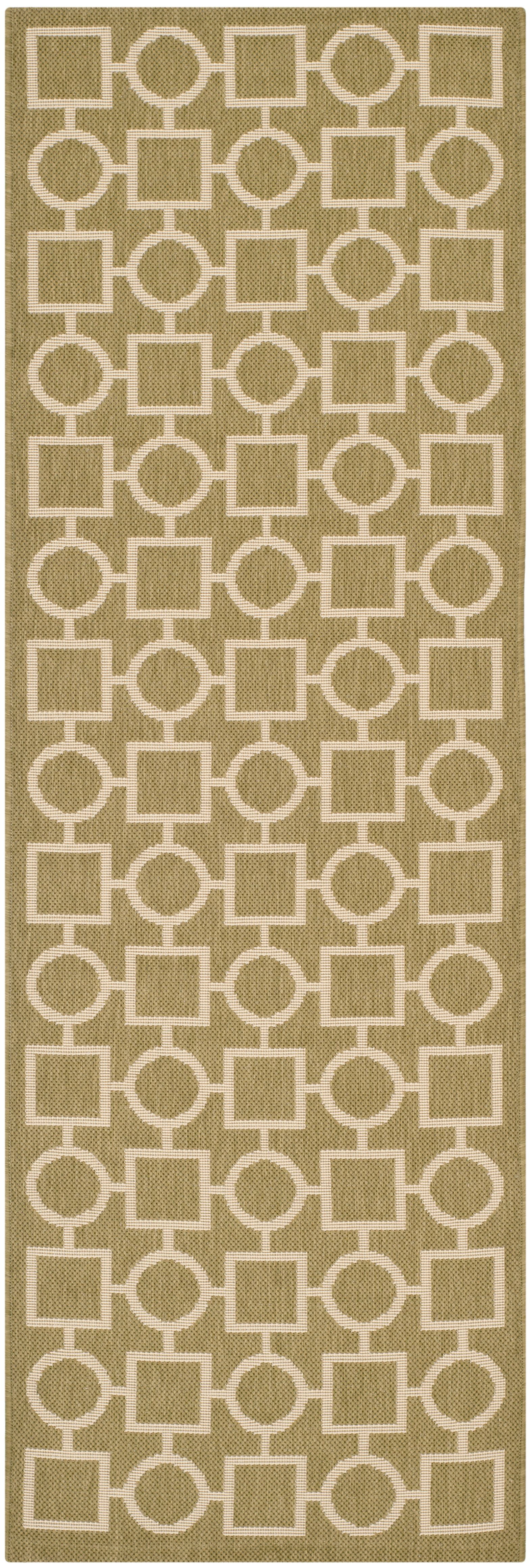 SAFAVIEH Courtyard Archimedes Geometric Circle Indoor/Outdoor Runner ...