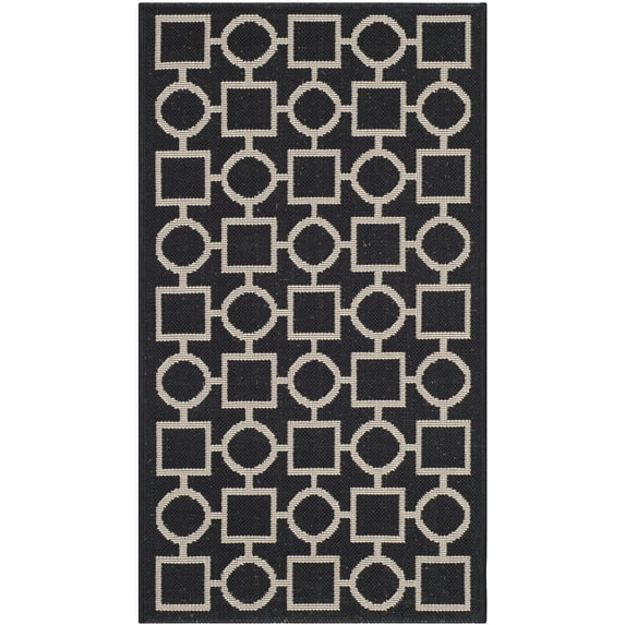 Safavieh Courtyard Archimedes Geometric Indoor/Outdoor Area Rug, Black/Beige, 2' x 3'7"