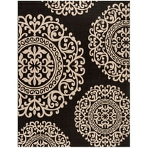 SAFAVIEH Courtyard Arda Geometric Indoor/Outdoor Area Rug, Black/Beige, 8' x 10'
