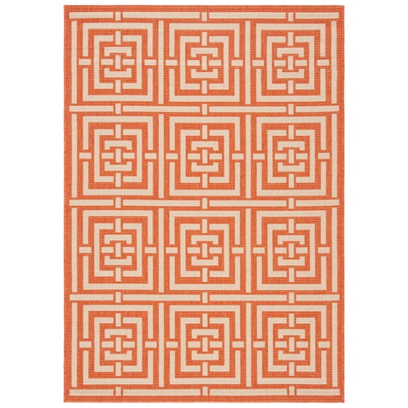 Safavieh Courtyard Ariana Geometric Indoor/Outdoor Area Rug, Terracotta/Cream, 4' x 5'7"