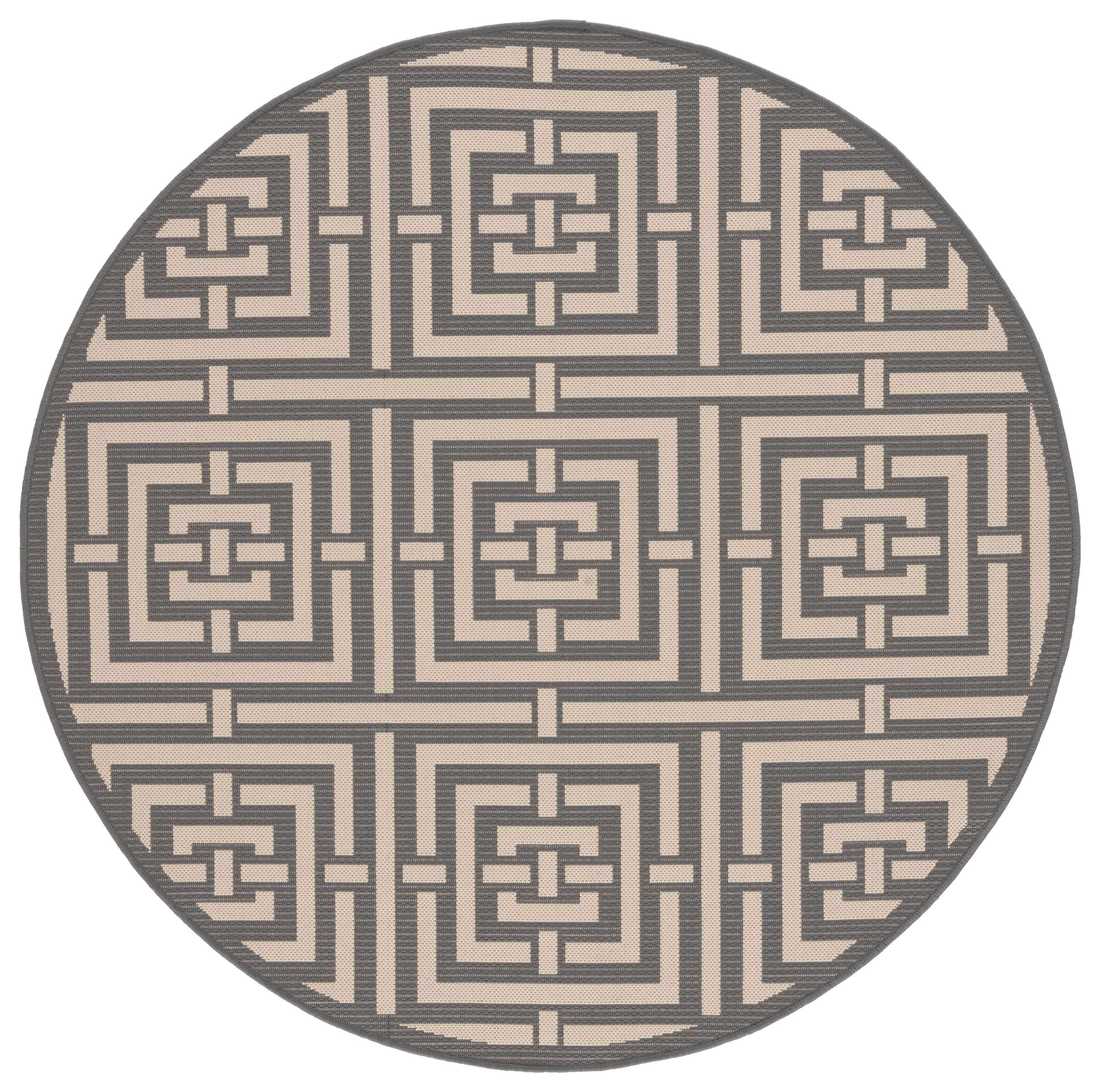 Safavieh Courtyard Ariana Geometric Indoor/Outdoor Area Rug, Gray/Cream, 5'3" x 5'3" Round