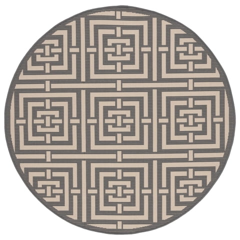 Safavieh Courtyard Ariana Geometric Indoor/Outdoor Area Rug, Gray/Cream, 5'3" x 5'3" Round