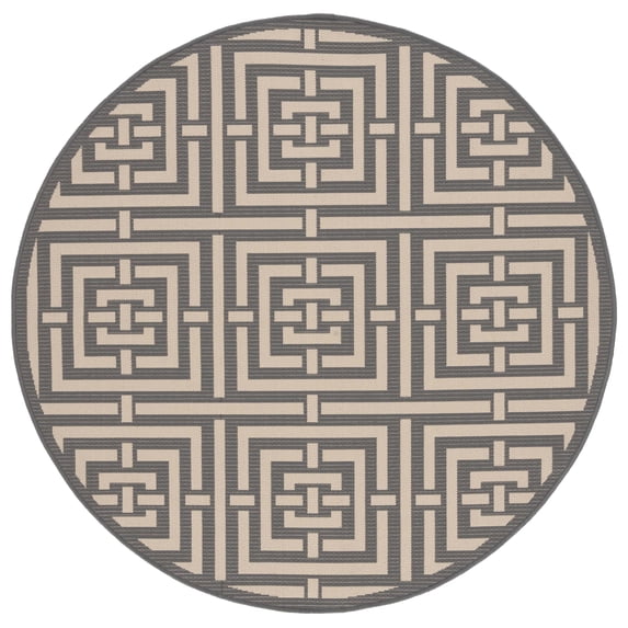 Safavieh Courtyard Ariana Geometric Indoor/Outdoor Area Rug, Gray/Cream, 6'7" x 6'7" Round
