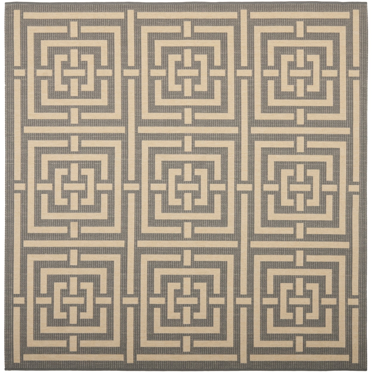 Gray Synthetic Square Stain-Resistant Area Rug 95"