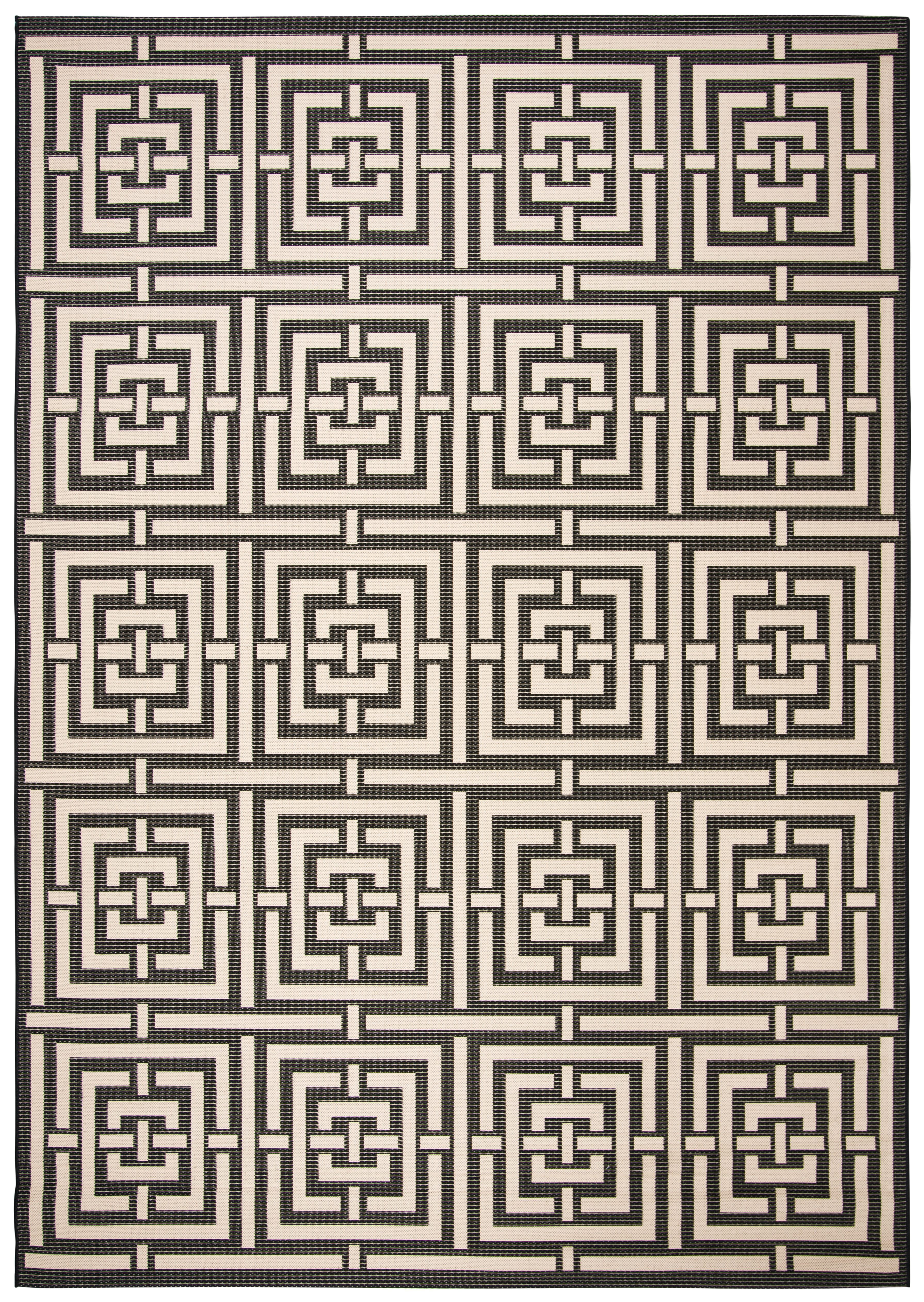Safavieh Courtyard Ariana Geometric Indoor/Outdoor Area Rug, Black/Bone, 8' x 11'