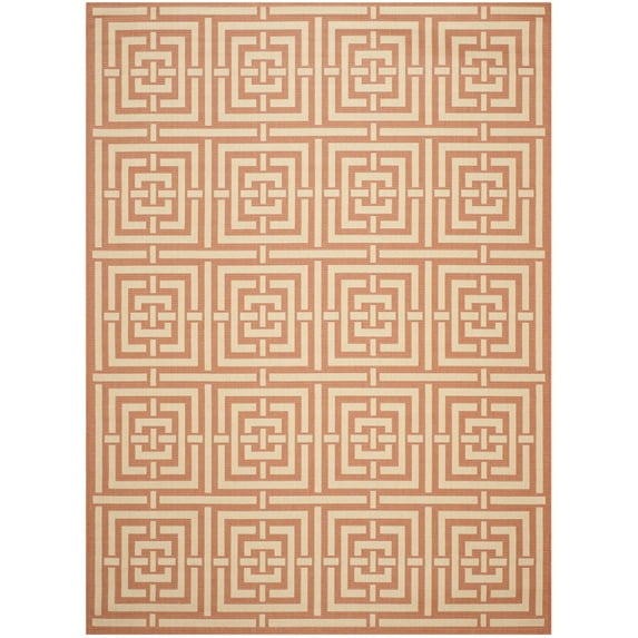 SAFAVIEH Courtyard Ariana Geometric Indoor/Outdoor Area Rug, 8' x 11', Terracotta/Cream