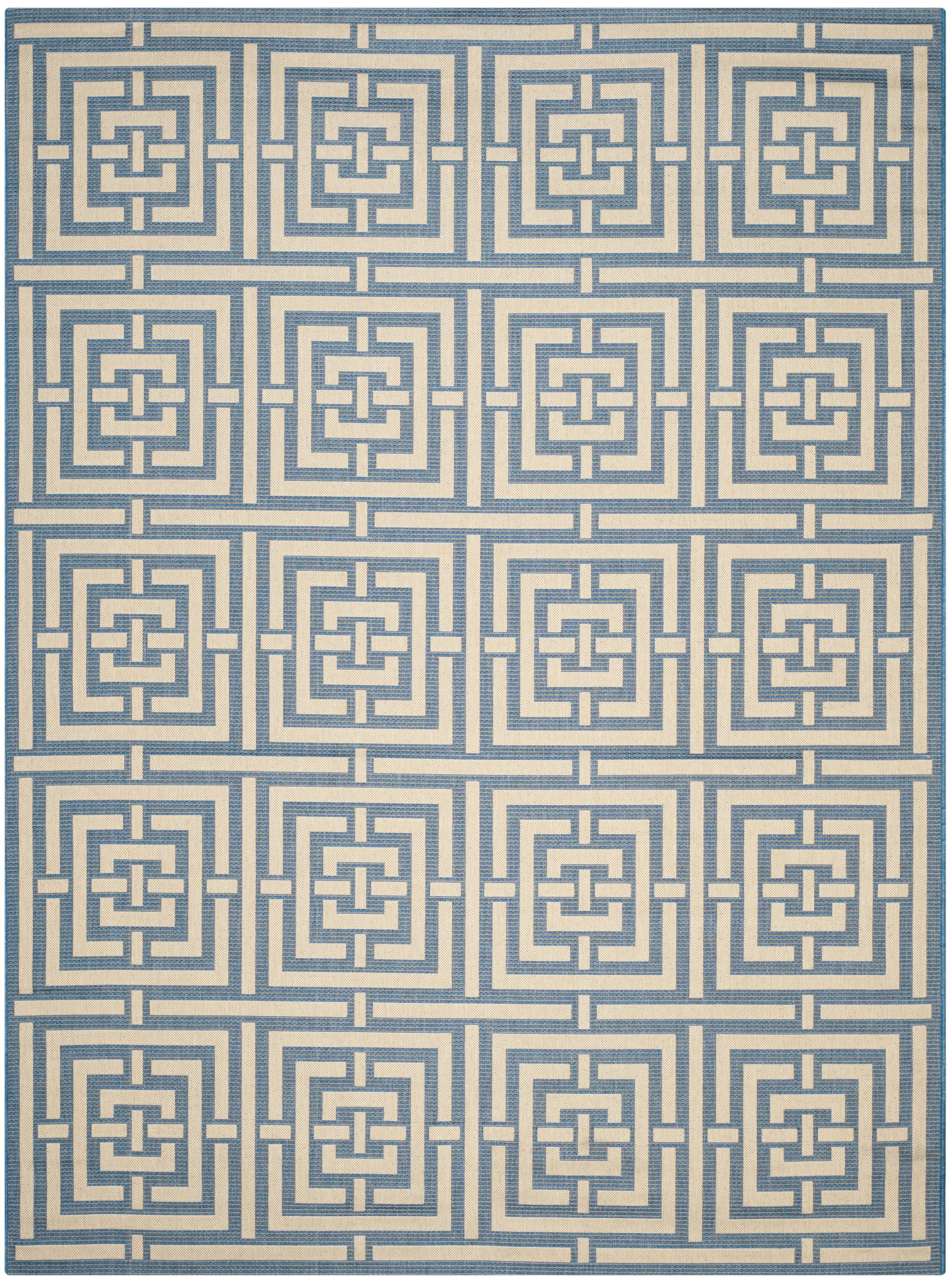 Safavieh Courtyard Ariana Geometric Indoor/Outdoor Area Rug, Blue/Bone, 9' x 12'