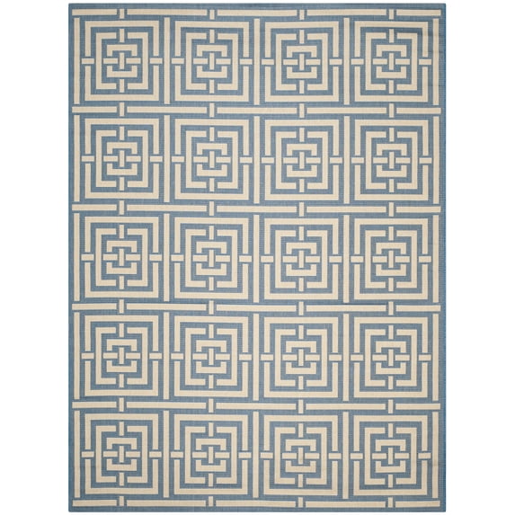Safavieh Courtyard Ariana Geometric Indoor/Outdoor Area Rug, Blue/Bone, 9' x 12'