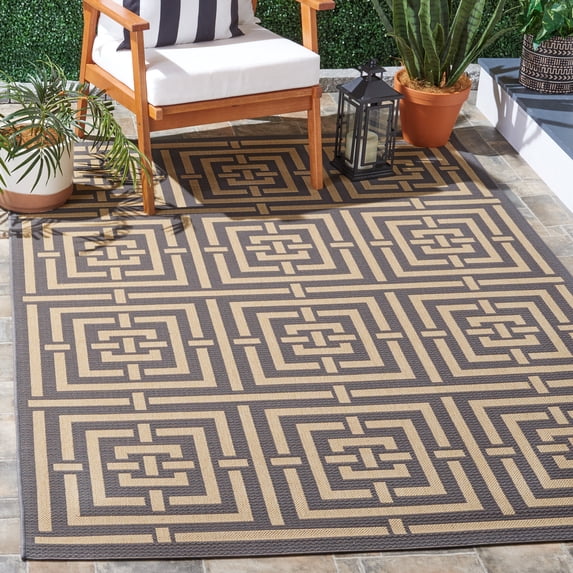 Safavieh Courtyard Ariana Geometric Indoor/Outdoor Area Rug, Gray/Cream, 9' x 12'