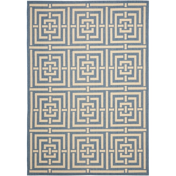 Safavieh Courtyard Ariana Geometric Indoor/Outdoor Area Rug, Blue/Bone, 5'3" x 7'7"