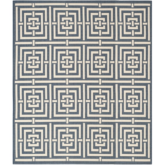Safavieh Courtyard Ariana Geometric Indoor/Outdoor Area Rug, Navy/Beige, 9' x 12'