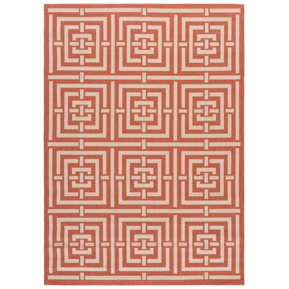 Safavieh Courtyard Ariana Geometric Indoor/Outdoor Area Rug, Terracotta/Cream, 5'3" x 7'7"