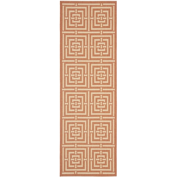 Safavieh Courtyard Ariana Geometric Indoor/Outdoor Runner Rug, Terracotta/Cream, 2'3" x 6'7"