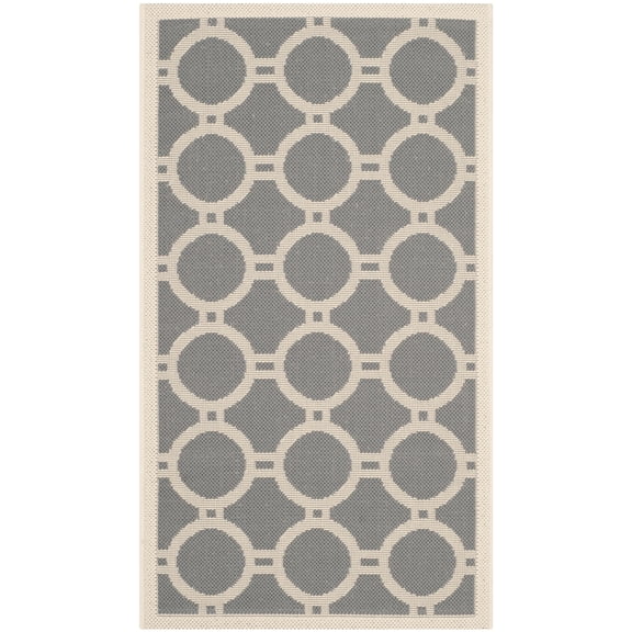 Safavieh Courtyard Ariel Geometric Indoor/Outdoor Area Rug, Anthracite/Beige, 2' x 3'7"