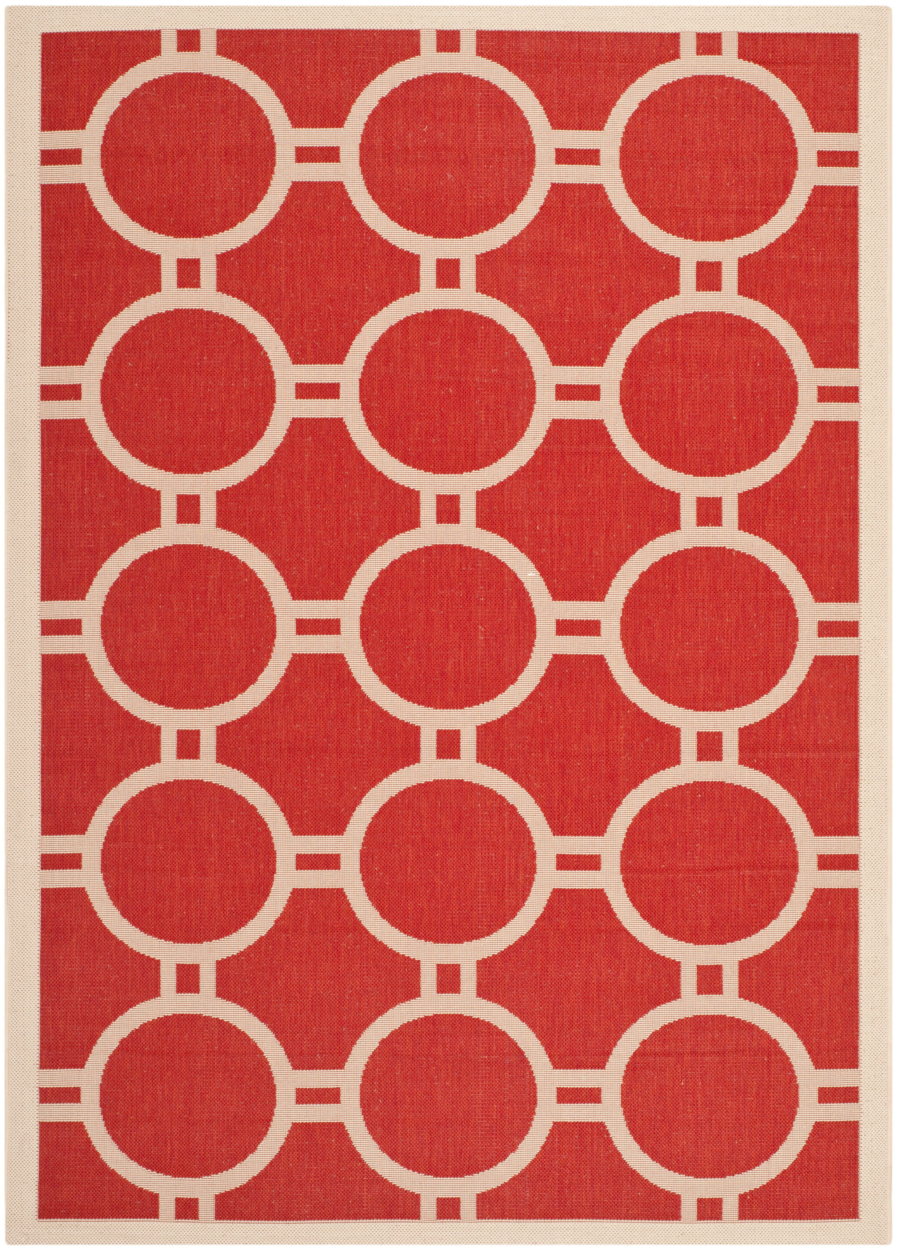 Red Square Easy-Care Synthetic Indoor/Outdoor Rug, 59"