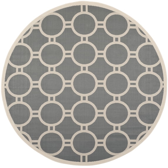Safavieh Courtyard Ariel Geometric Indoor/Outdoor Area Rug, Anthracite/Beige, 7'10" x 7'10" Round