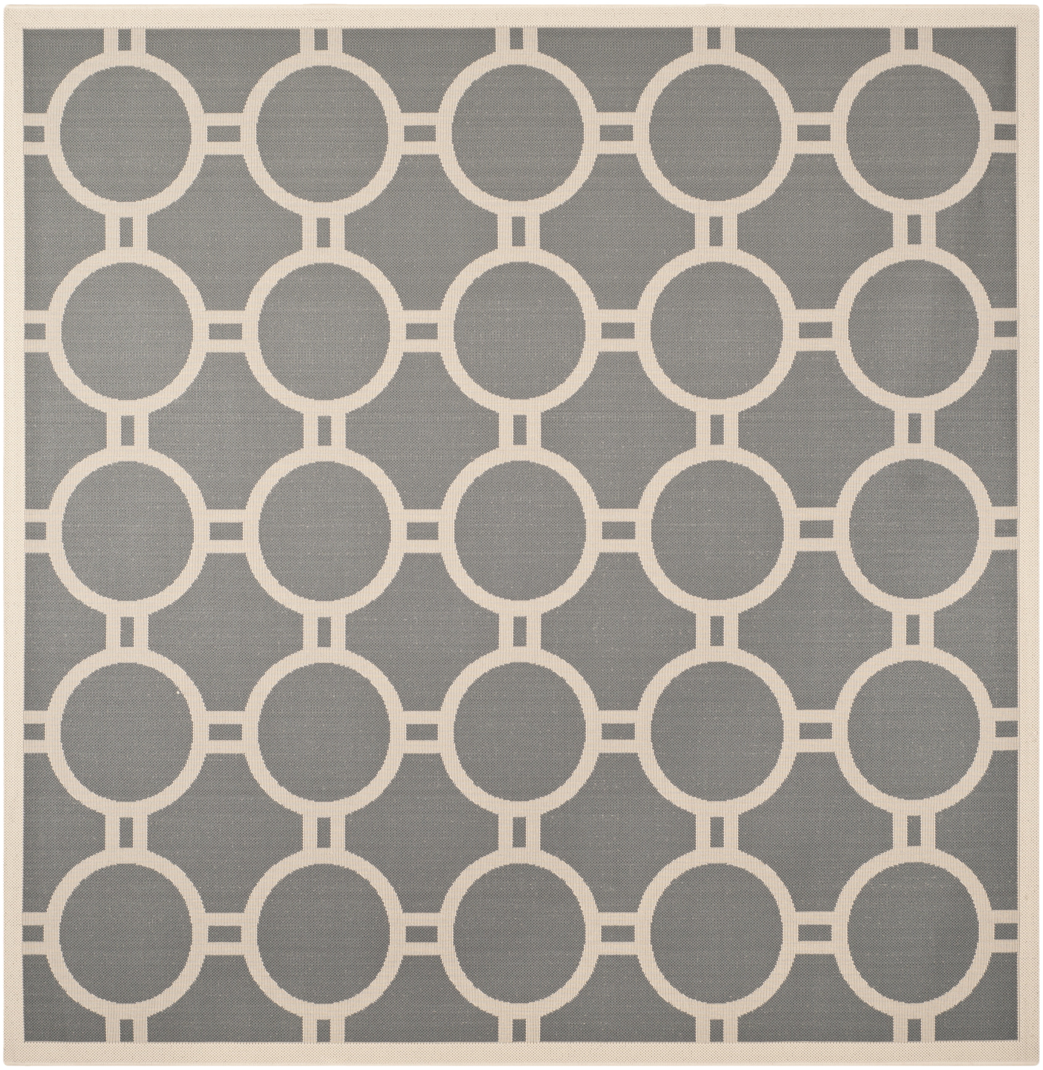 Anthracite and Beige Square Synthetic Indoor/Outdoor Area Rug