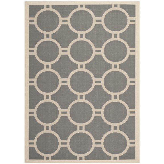 Safavieh Courtyard Ariel Geometric Indoor/Outdoor Area Rug, Anthracite/Beige, 6'7" x 9'6"