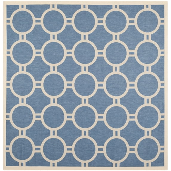 Safavieh Courtyard Ariel Geometric Indoor/Outdoor Area Rug, Blue/Beige, 7'10" x 7'10" Square