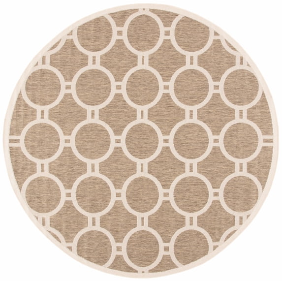 Safavieh Courtyard Ariel Geometric Indoor/Outdoor Area Rug, Brown/Bone, 7'10" x 7'10" Round