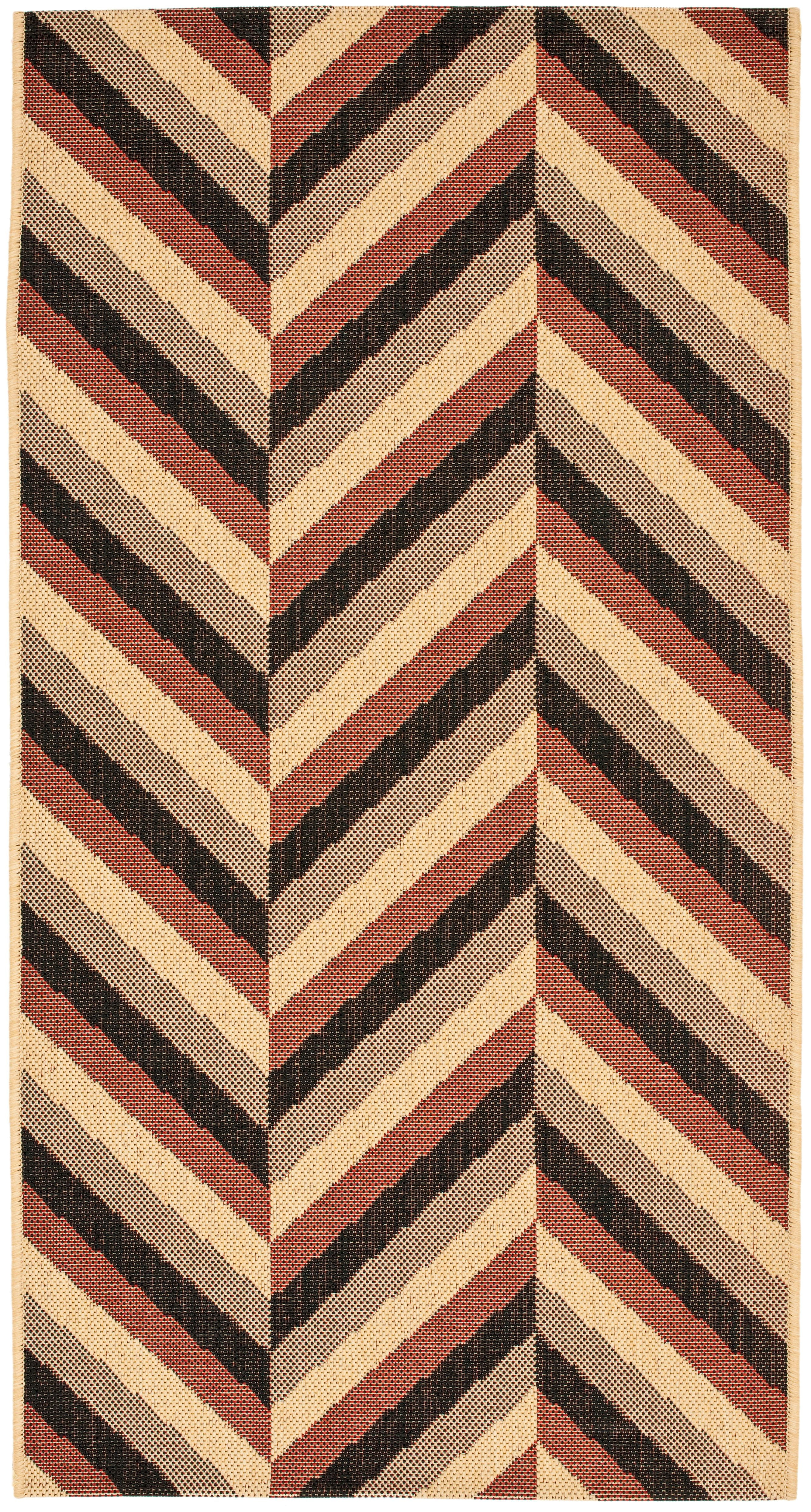 EcoChic Cream & Black Synthetic Reversible Outdoor Rug, 60" x 32"