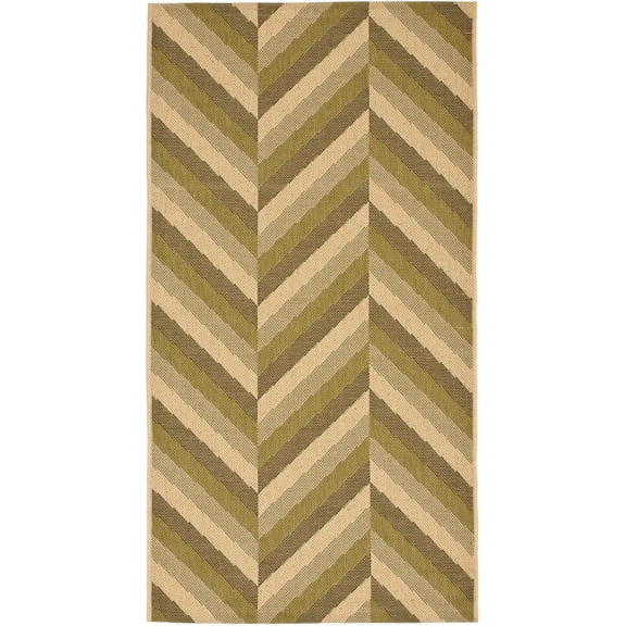 SAFAVIEH Courtyard Arnold Chevron Stripes Indoor/Outdoor Area Rug Cream/Green, 2'7" x 5'