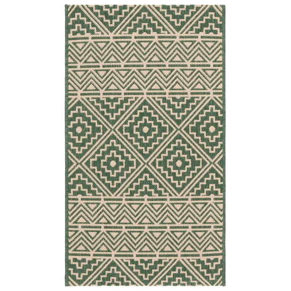 Safavieh Courtyard Asa Geometric Indoor/Outdoor Area Rug, Dark Green/Beige, 2' x 3'7"
