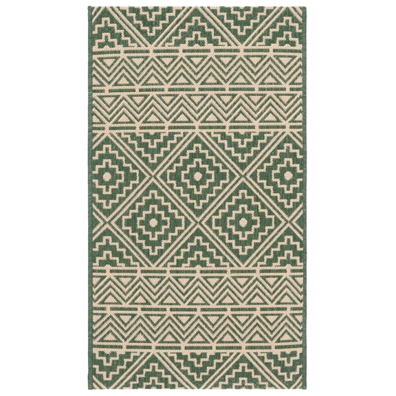 Safavieh Courtyard Asa Geometric Indoor/Outdoor Area Rug, Dark Green/Beige, 2' x 3'7"
