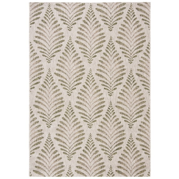 SAFAVIEH Courtyard Asher Geometric Indoor/Outdoor Area Rug, 5'3" x 7'7", Beige/Green