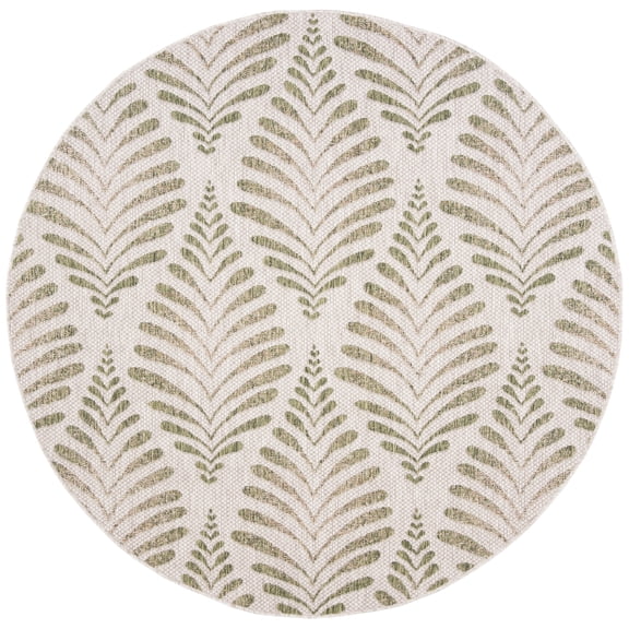 SAFAVIEH Courtyard Asher Geometric Indoor/Outdoor Area Rug, 6'7" x 6'7" Round, Beige/Green