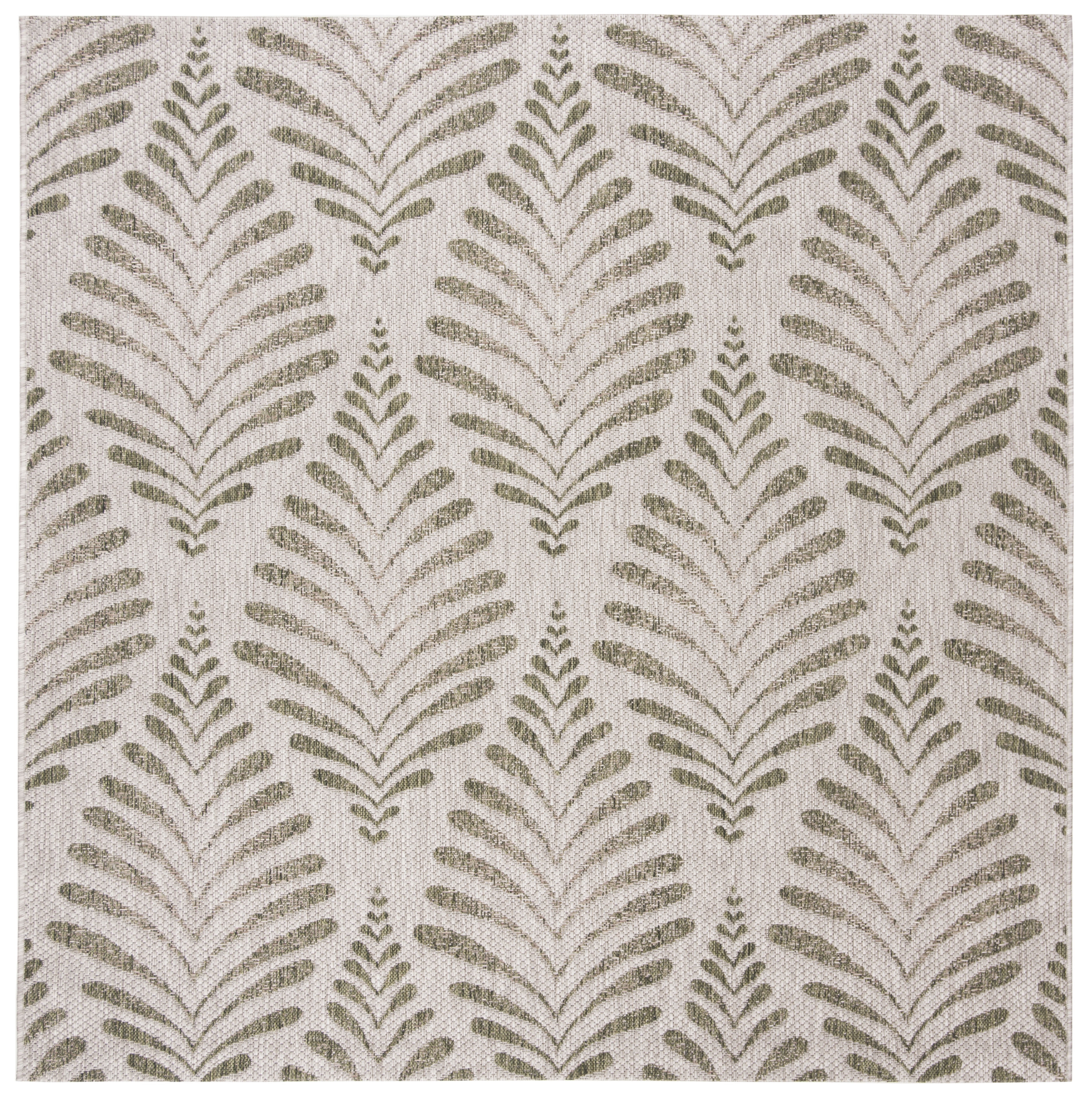 Courtyard Zale 6'7" Square Beige and Green Indoor/Outdoor Rug