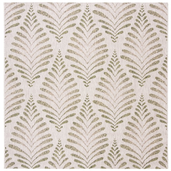 SAFAVIEH Courtyard Asher Geometric Indoor/Outdoor Area Rug, 6'7" x 6'7" Square, Beige/Green