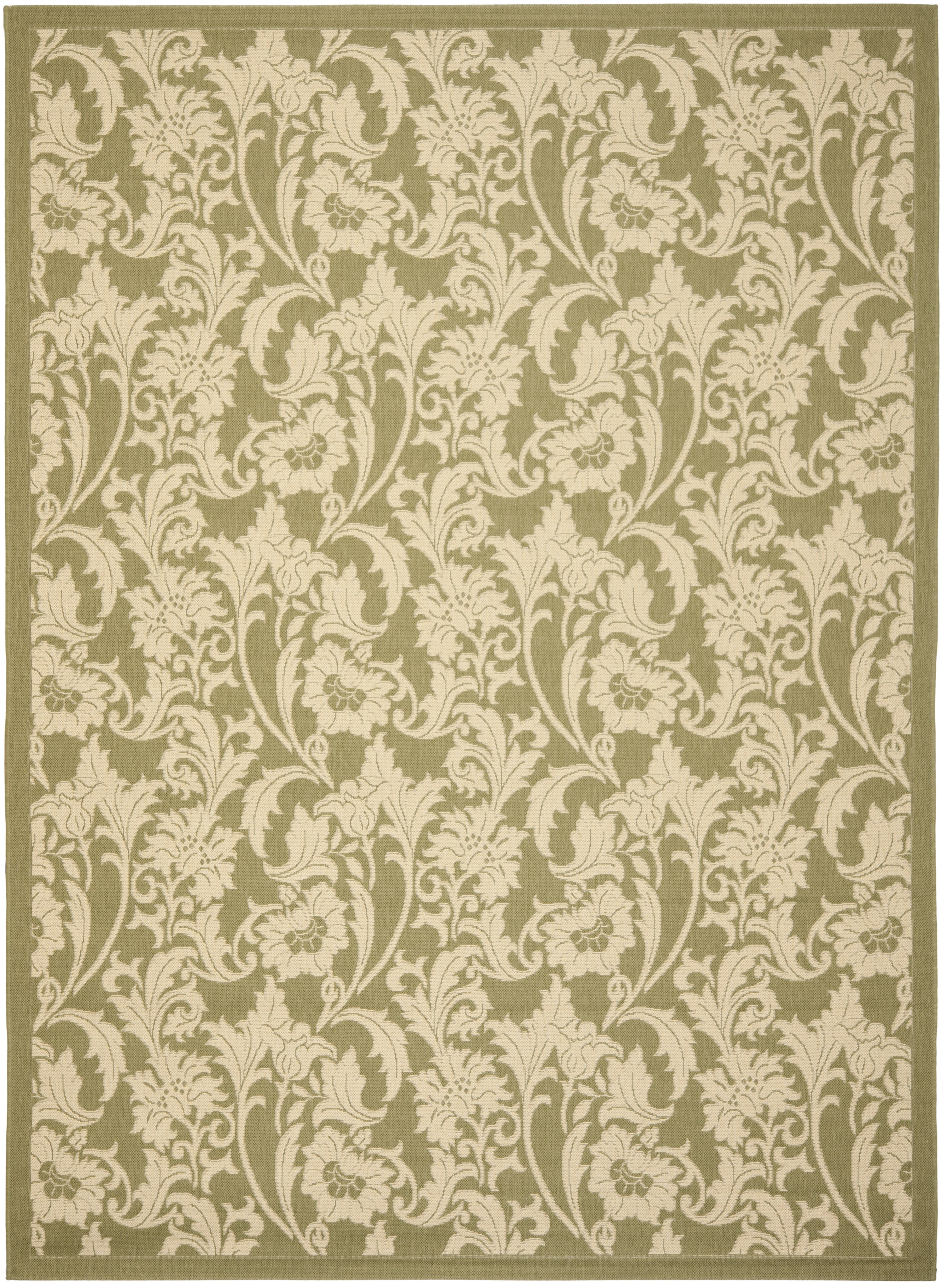 SAFAVIEH Courtyard Aubrey Floral Indoor/Outdoor Area Rug, Green/Creme, 8' x 11'