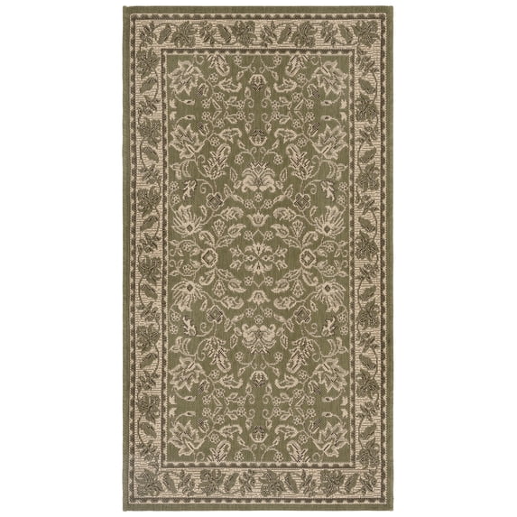 SAFAVIEH Courtyard Aubrey Traditional Floral Indoor/Outdoor Area Rug Green/Cream, 2'7" x 5'
