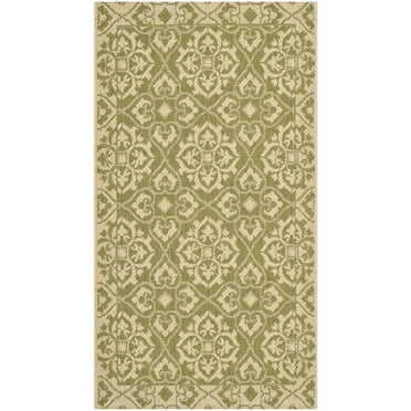 SAFAVIEH Courtyard Austin Geometric Indoor/Outdoor Area Rug, 2'7" x 5', Green/Cream