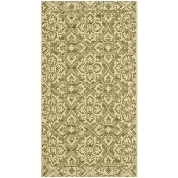 SAFAVIEH Courtyard Austin Geometric Indoor/Outdoor Area Rug, 2' x 3'7", Green/Cream