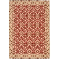 SAFAVIEH Courtyard Austin Geometric Indoor/Outdoor Area Rug, 4' x 5'7", Red/Cream