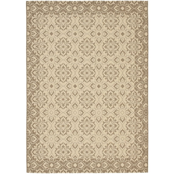 SAFAVIEH Courtyard Austin Geometric Indoor/Outdoor Area Rug, 5'3" x 7'7", Cream/Brown