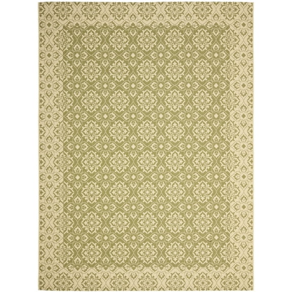 SAFAVIEH Courtyard Austin Geometric Indoor/Outdoor Area Rug, 6'7" x 9'6", Green/Cream