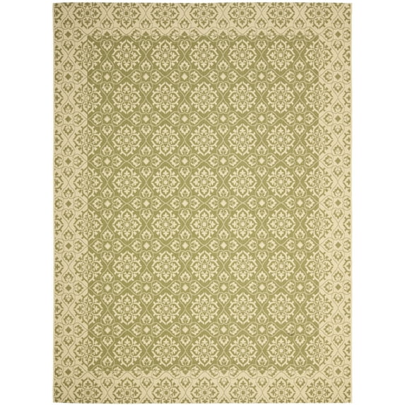 SAFAVIEH Courtyard Austin Geometric Indoor/Outdoor Area Rug, 6'7" x 9'6", Green/Cream