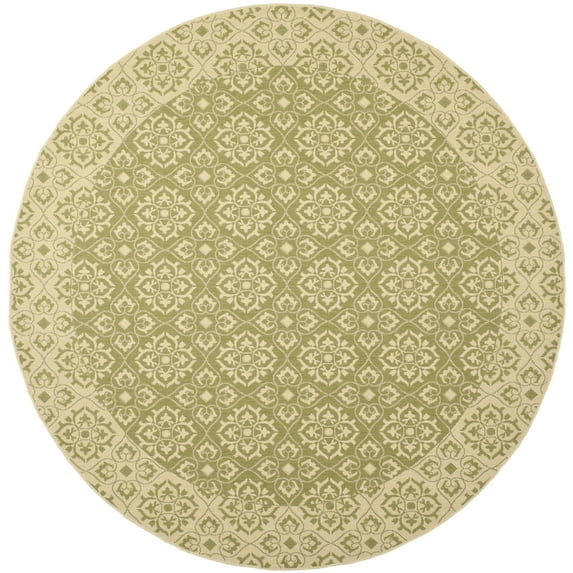 SAFAVIEH Courtyard Austin Geometric Indoor/Outdoor Area Rug, 7'10" x 7'10" Round, Green/Cream