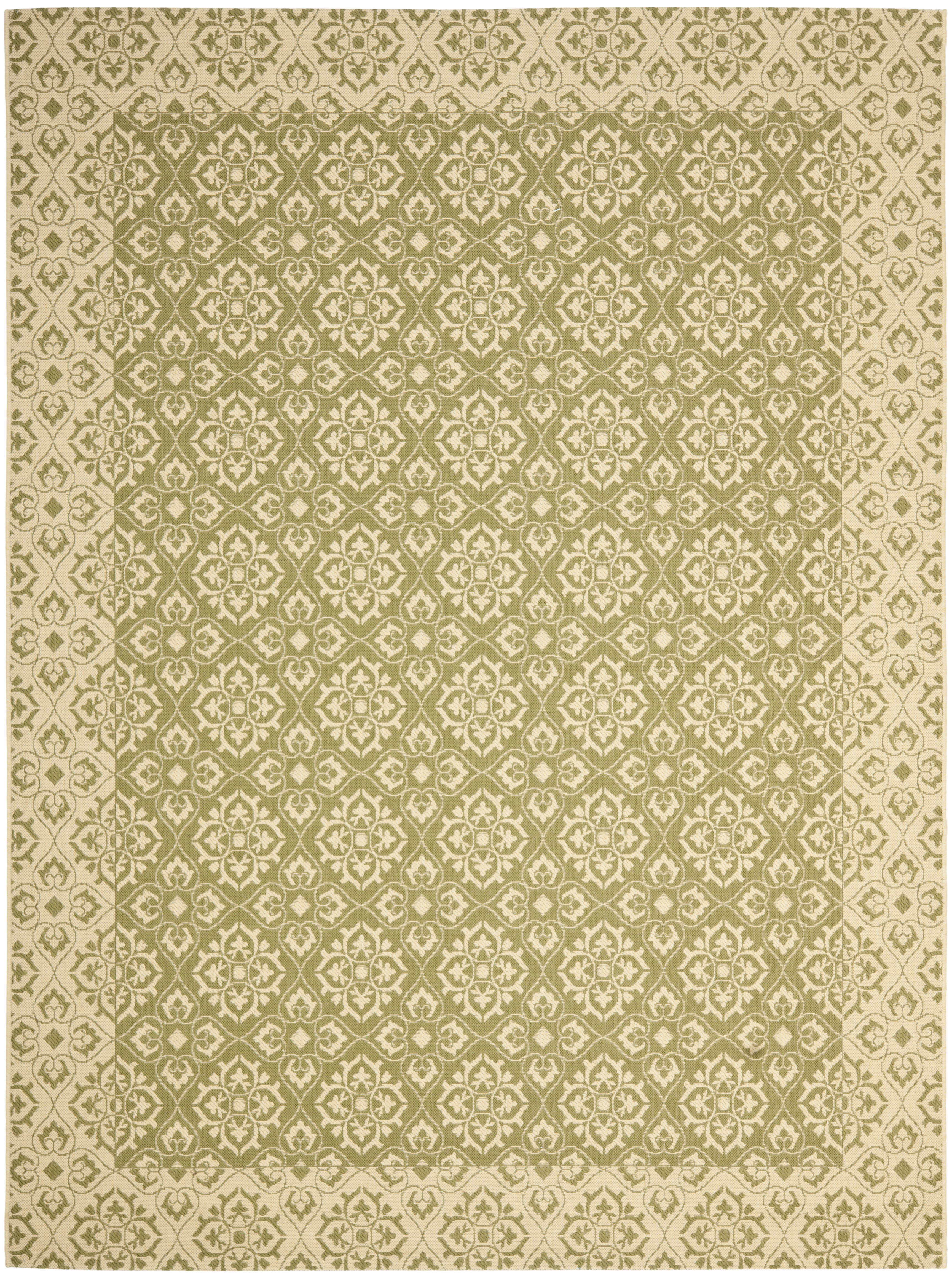 SAFAVIEH Courtyard Austin Geometric Indoor/Outdoor Area Rug, 8' x 11', Green/Cream