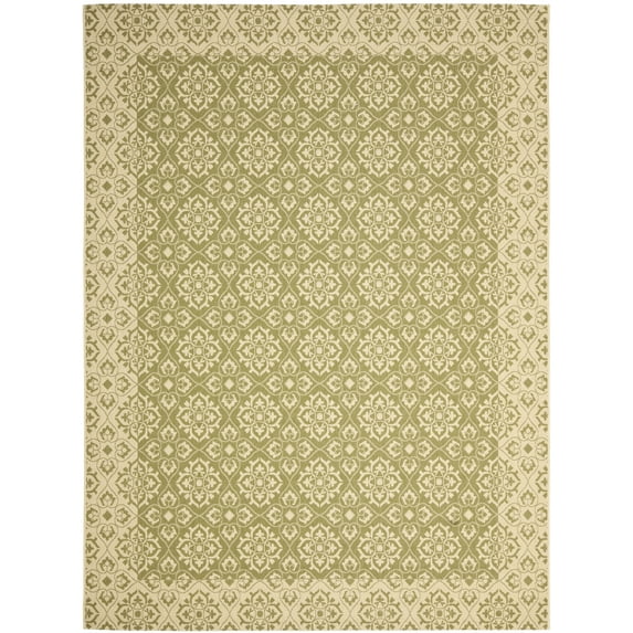 SAFAVIEH Courtyard Austin Geometric Indoor/Outdoor Area Rug, 8' x 11', Green/Cream
