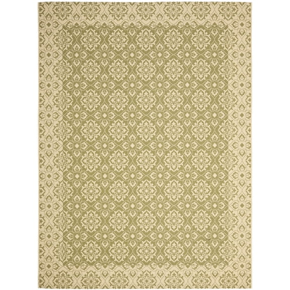 SAFAVIEH Courtyard Austin Geometric Indoor/Outdoor Area Rug, 8' x 11', Green/Cream