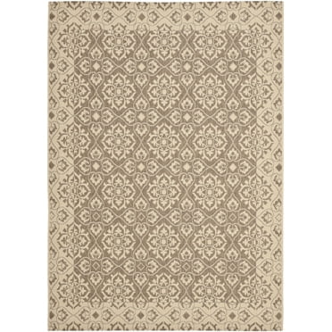SAFAVIEH Courtyard Austin Geometric Indoor/Outdoor Area Rug, Brown/Creme, 5'3" x 7'7"