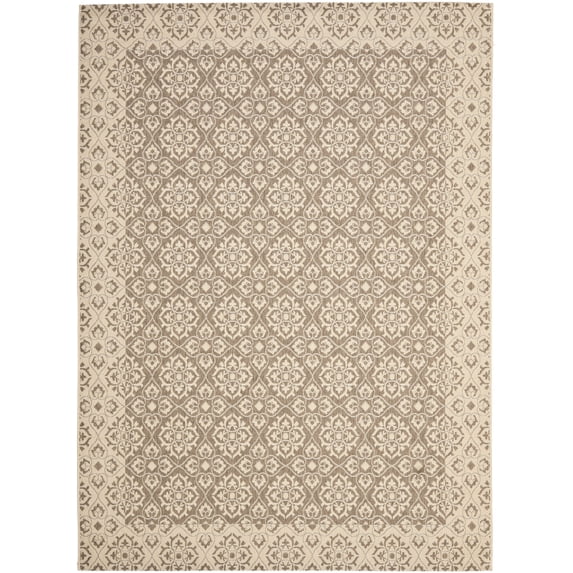 SAFAVIEH Courtyard Austin Geometric Indoor/Outdoor Area Rug, Brown/Creme, 8' x 11'