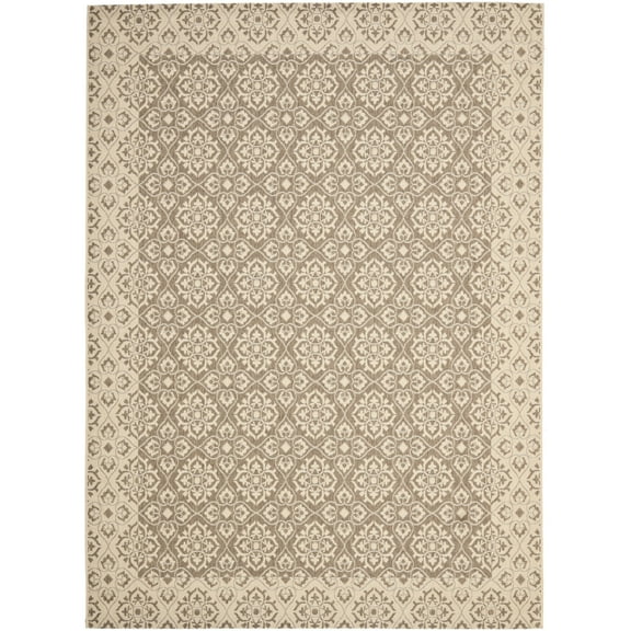 SAFAVIEH Courtyard Austin Geometric Indoor/Outdoor Area Rug, Brown/Creme, 8' x 11'