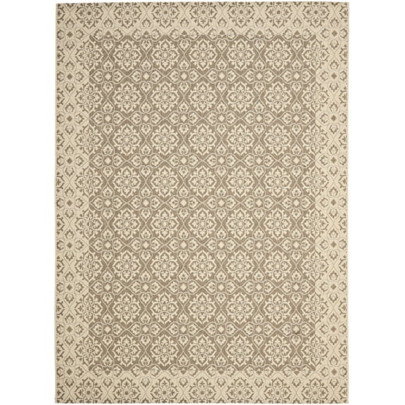 SAFAVIEH Courtyard Austin Geometric Indoor/Outdoor Area Rug, Brown/Creme, 8' x 11'