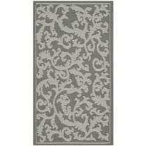 SAFAVIEH Courtyard Ava Floral Indoor/Outdoor Area Rug, 2' x 3'7", Anthracite/Light Grey